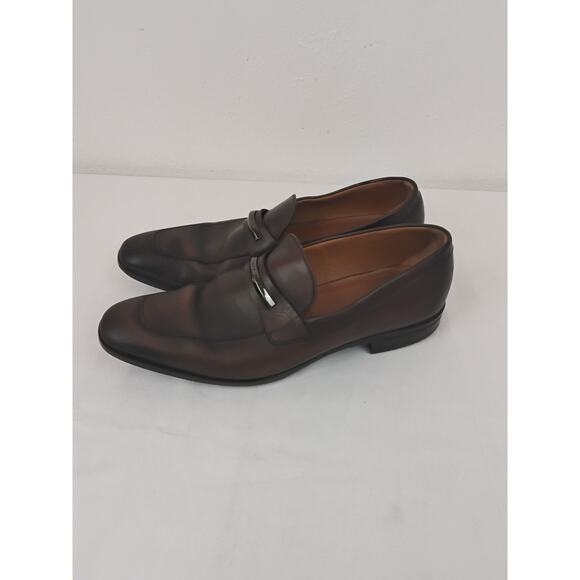Hugo Boss Dress Shoes Men\'s 9 Brown Leather Slip On Penny Loafer #W4754 main image 6